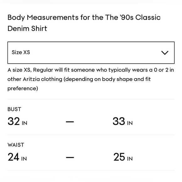 Aritzia Denim Forum The 90s Classic Denim Shirt 90'S Vintage Bleu Size XS - Picture 14 of 14